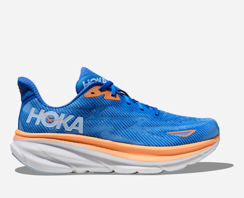 HOKA Men’s Clifton 9 Running Shoes (Coastal Sky/All Aboard) Wide